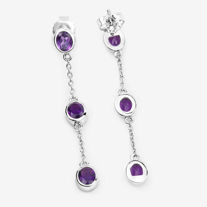 2.04 Carat Genuine Amethyst .925 Sterling Silver Earrings by Bids.com