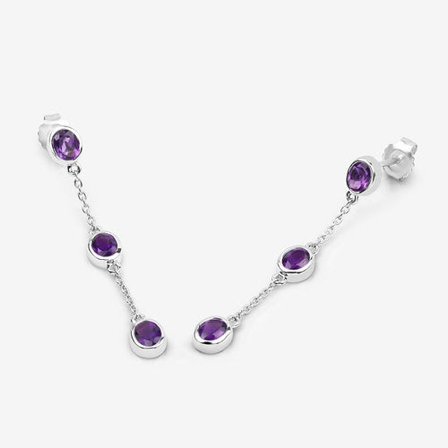 2.04 Carat Genuine Amethyst .925 Sterling Silver Earrings by Bids.com