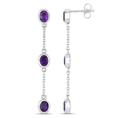 2.04 Carat Genuine Amethyst .925 Sterling Silver Earrings by Bids.com