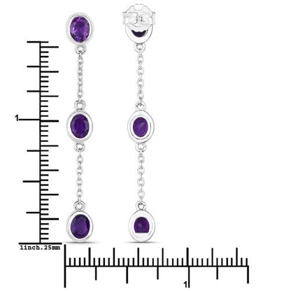 2.04 Carat Genuine Amethyst .925 Sterling Silver Earrings by Bids.com