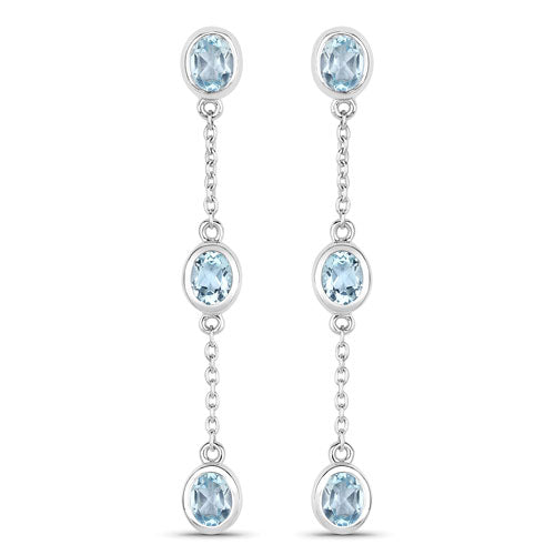 2.16 Carat Genuine Blue Topaz .925 Sterling Silver Earrings by Bids.com