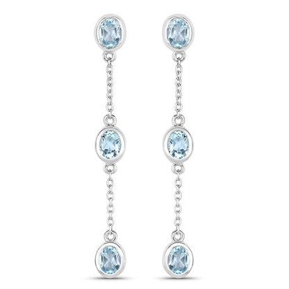 2.16 Carat Genuine Blue Topaz .925 Sterling Silver Earrings by Bids.com