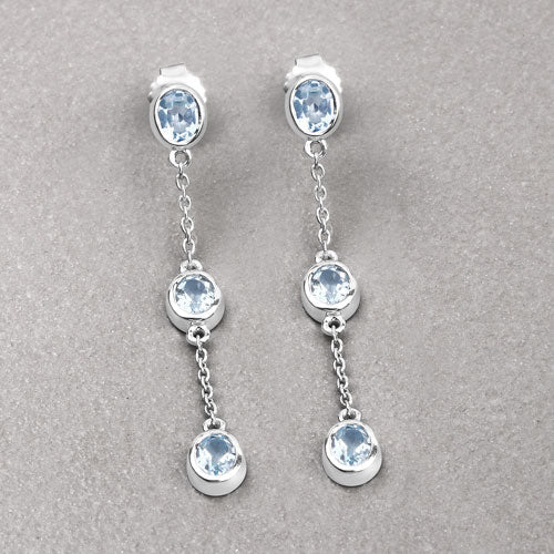 2.16 Carat Genuine Blue Topaz .925 Sterling Silver Earrings by Bids.com