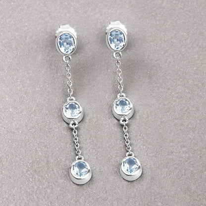 2.16 Carat Genuine Blue Topaz .925 Sterling Silver Earrings by Bids.com