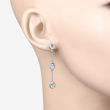 2.16 Carat Genuine Blue Topaz .925 Sterling Silver Earrings by Bids.com