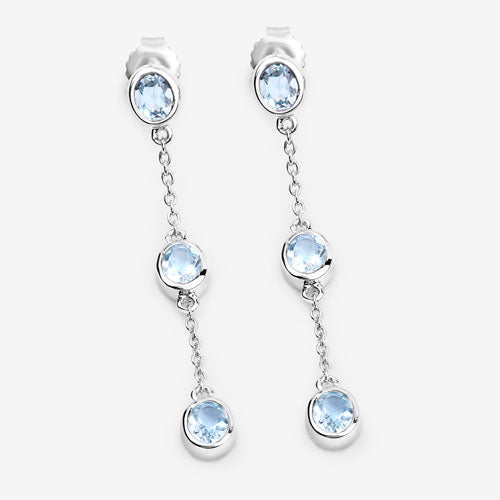 2.16 Carat Genuine Blue Topaz .925 Sterling Silver Earrings by Bids.com