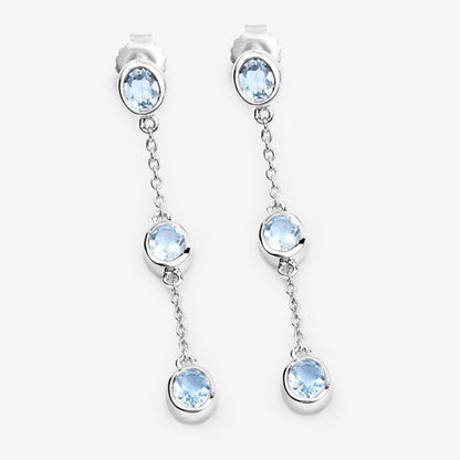 2.16 Carat Genuine Blue Topaz .925 Sterling Silver Earrings by Bids.com