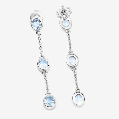 2.16 Carat Genuine Blue Topaz .925 Sterling Silver Earrings by Bids.com