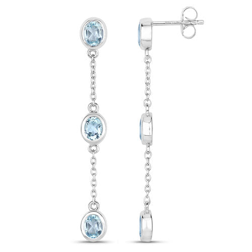 2.16 Carat Genuine Blue Topaz .925 Sterling Silver Earrings by Bids.com