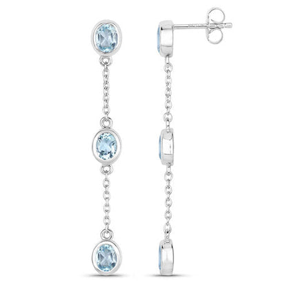 2.16 Carat Genuine Blue Topaz .925 Sterling Silver Earrings by Bids.com
