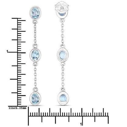 2.16 Carat Genuine Blue Topaz .925 Sterling Silver Earrings by Bids.com