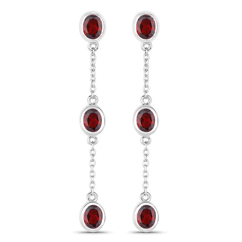 2.70 Carat Genuine Garnet .925 Sterling Silver Earrings by Bids.com