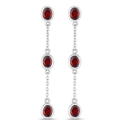 2.70 Carat Genuine Garnet .925 Sterling Silver Earrings by Bids.com