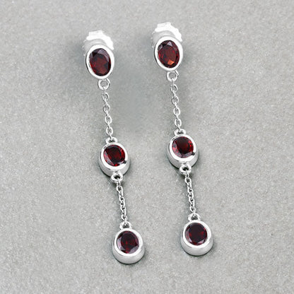 2.70 Carat Genuine Garnet .925 Sterling Silver Earrings by Bids.com