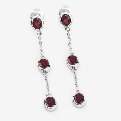 2.70 Carat Genuine Garnet .925 Sterling Silver Earrings by Bids.com