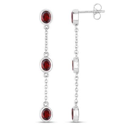 2.70 Carat Genuine Garnet .925 Sterling Silver Earrings by Bids.com