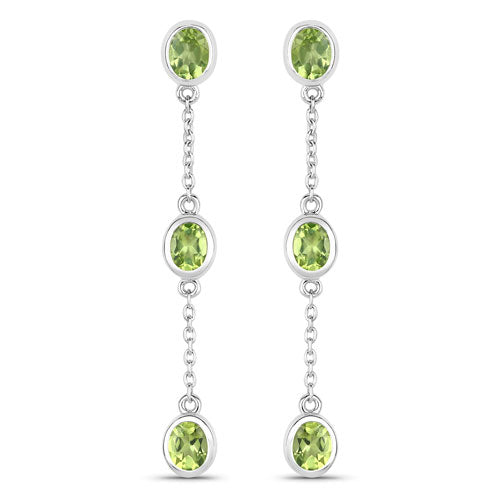 2.10 Carat Genuine Peridot .925 Sterling Silver Earrings by Bids.com