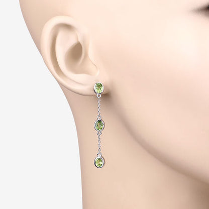 2.10 Carat Genuine Peridot .925 Sterling Silver Earrings by Bids.com