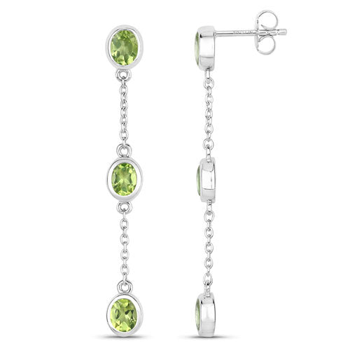 2.10 Carat Genuine Peridot .925 Sterling Silver Earrings by Bids.com