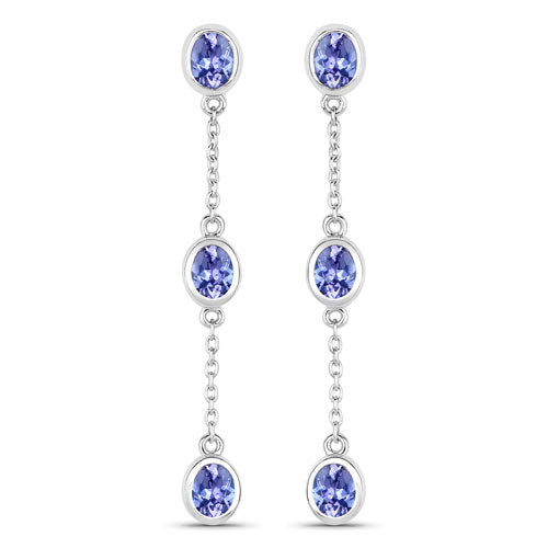 1.98 Carat Genuine Tanzanite .925 Sterling Silver Earrings by Bids.com