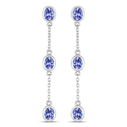1.98 Carat Genuine Tanzanite .925 Sterling Silver Earrings by Bids.com