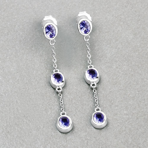 1.98 Carat Genuine Tanzanite .925 Sterling Silver Earrings by Bids.com