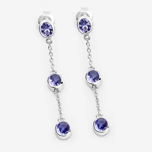 1.98 Carat Genuine Tanzanite .925 Sterling Silver Earrings by Bids.com