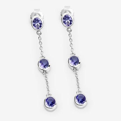 1.98 Carat Genuine Tanzanite .925 Sterling Silver Earrings by Bids.com
