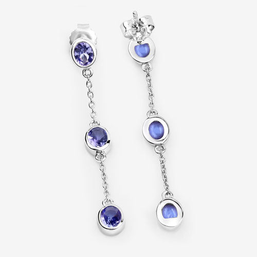 1.98 Carat Genuine Tanzanite .925 Sterling Silver Earrings by Bids.com
