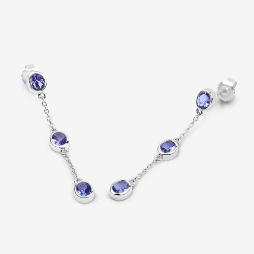 1.98 Carat Genuine Tanzanite .925 Sterling Silver Earrings by Bids.com
