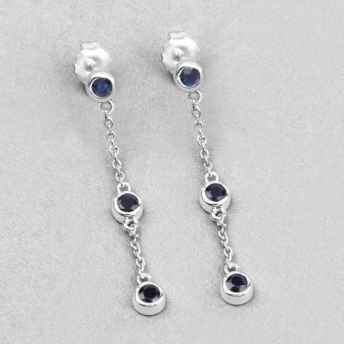 0.66 Carat Genuine Blue Sapphire .925 Sterling Silver Earrings by Bids.com