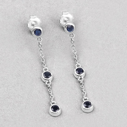 0.66 Carat Genuine Blue Sapphire .925 Sterling Silver Earrings by Bids.com