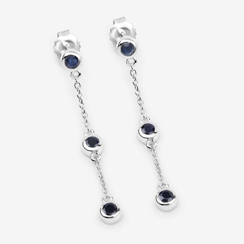 0.66 Carat Genuine Blue Sapphire .925 Sterling Silver Earrings by Bids.com