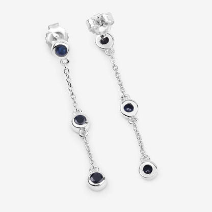 0.66 Carat Genuine Blue Sapphire .925 Sterling Silver Earrings by Bids.com