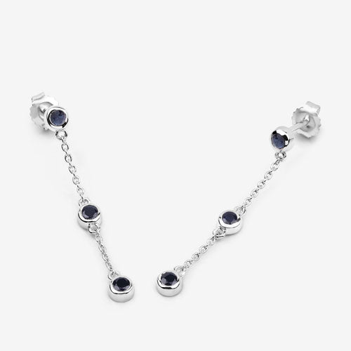 0.66 Carat Genuine Blue Sapphire .925 Sterling Silver Earrings by Bids.com
