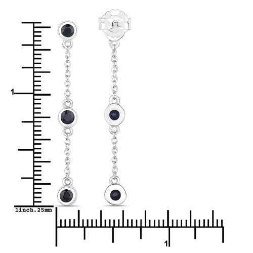 0.66 Carat Genuine Blue Sapphire .925 Sterling Silver Earrings by Bids.com