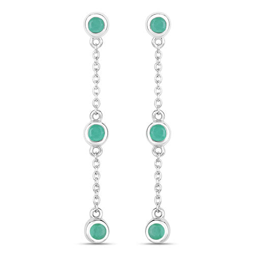 0.60 Carat Genuine Emerald .925 Sterling Silver Earrings by Bids.com