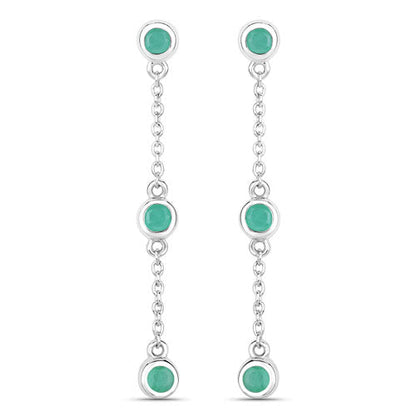 0.60 Carat Genuine Emerald .925 Sterling Silver Earrings by Bids.com