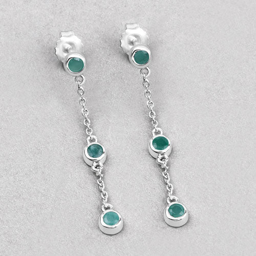 0.60 Carat Genuine Emerald .925 Sterling Silver Earrings by Bids.com