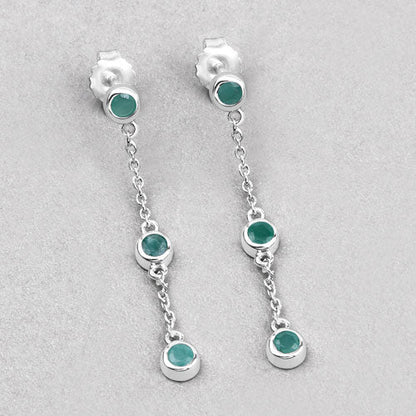 0.60 Carat Genuine Emerald .925 Sterling Silver Earrings by Bids.com