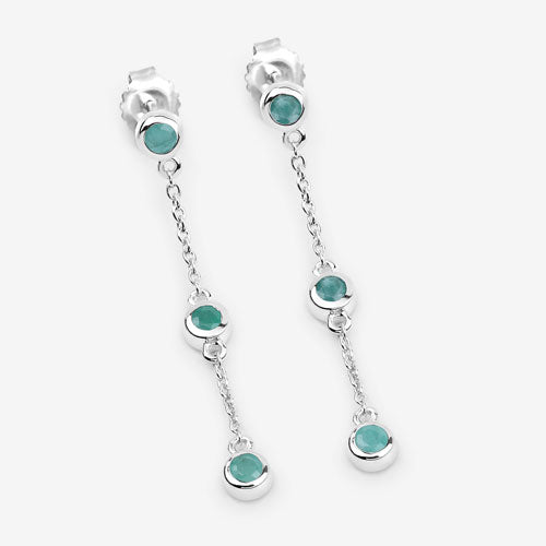 0.60 Carat Genuine Emerald .925 Sterling Silver Earrings by Bids.com