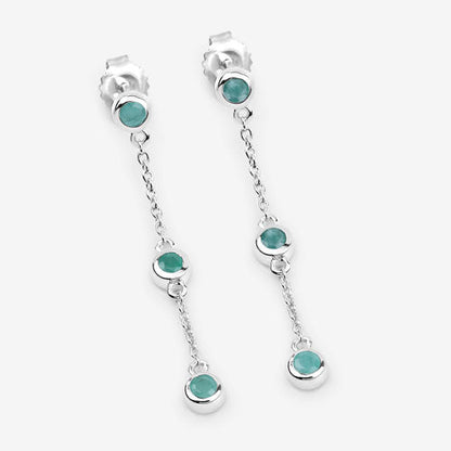0.60 Carat Genuine Emerald .925 Sterling Silver Earrings by Bids.com