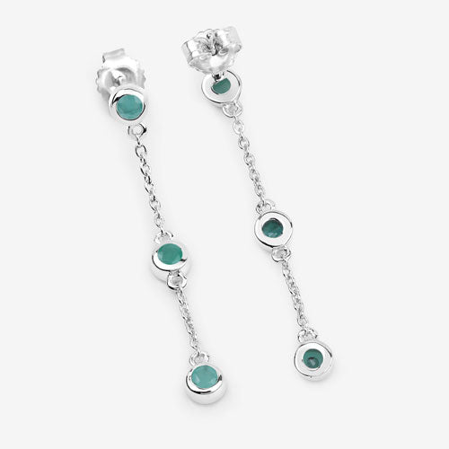 0.60 Carat Genuine Emerald .925 Sterling Silver Earrings by Bids.com