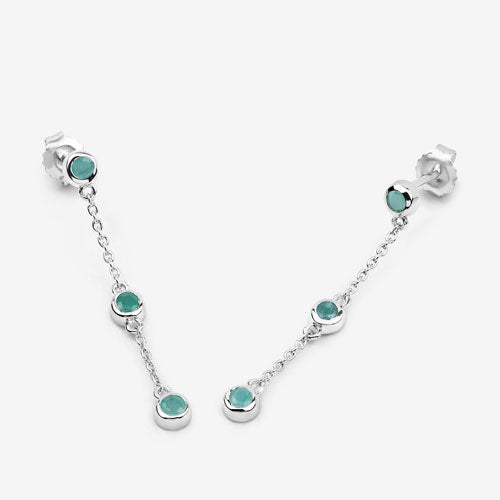 0.60 Carat Genuine Emerald .925 Sterling Silver Earrings by Bids.com