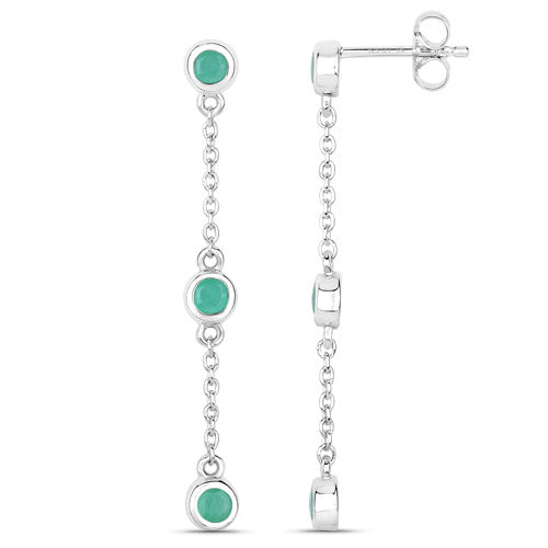 0.60 Carat Genuine Emerald .925 Sterling Silver Earrings by Bids.com