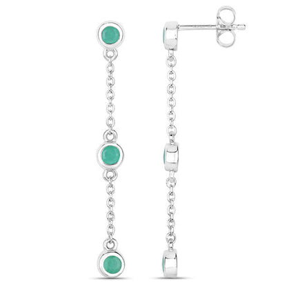 0.60 Carat Genuine Emerald .925 Sterling Silver Earrings by Bids.com
