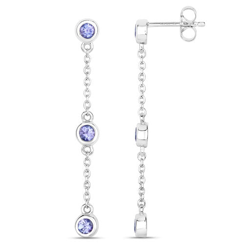 0.60 Carat Genuine Tanzanite .925 Sterling Silver Earrings by Bids.com