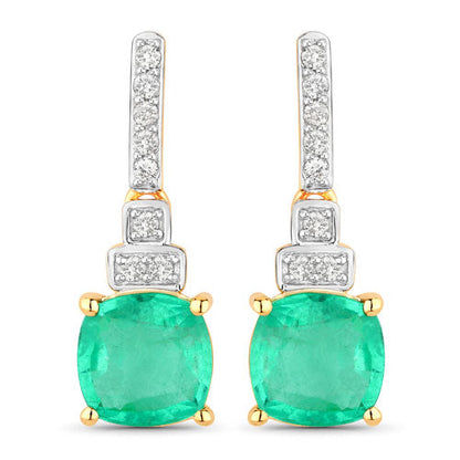 2.72 Carat Genuine Ethiopian Emerald and White Diamond 14K Yellow Gold Earrings by Bids.com