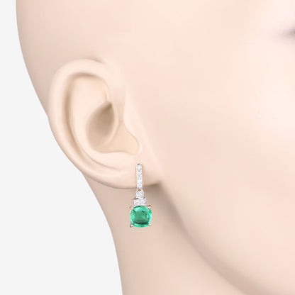 2.72 Carat Genuine Ethiopian Emerald and White Diamond 14K Yellow Gold Earrings by Bids.com