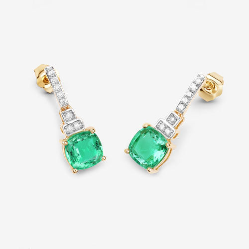 2.72 Carat Genuine Ethiopian Emerald and White Diamond 14K Yellow Gold Earrings by Bids.com